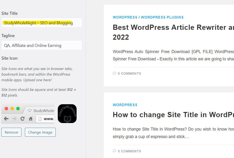 How to change Site Title in WordPress